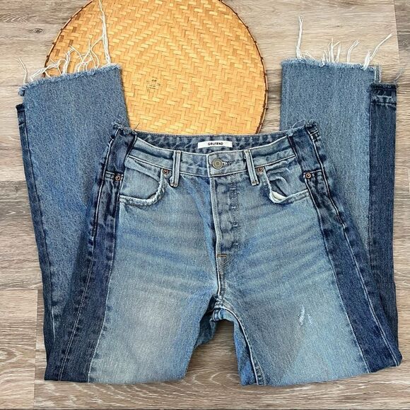 Grlfrnd jeans Jessica cropped raw‎ hem two toned - Picture 2 of 9